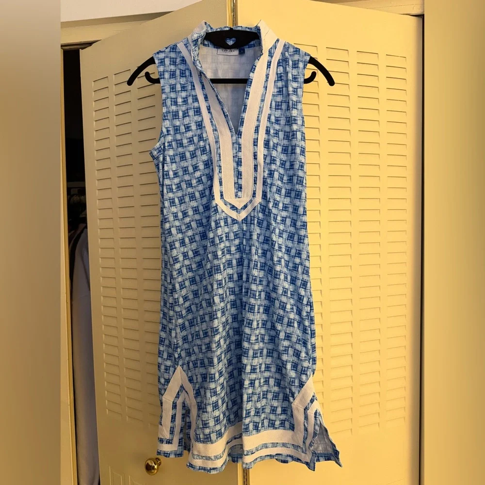 Cabana Life Blue White Sleeveless Dress Size S Resort Beach - Picture 3 of 7